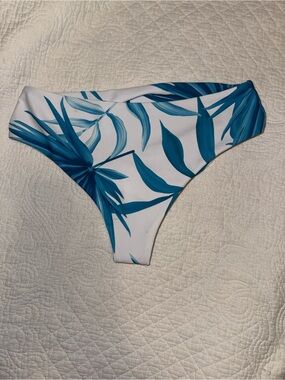 Women’s Bikini Bottom with Teal Leaf Print